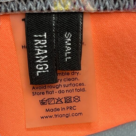 Triangl Light Blue Orange Purple Multicolor Lightly Padded Bikini Top Size Small - Picture 5 of 7